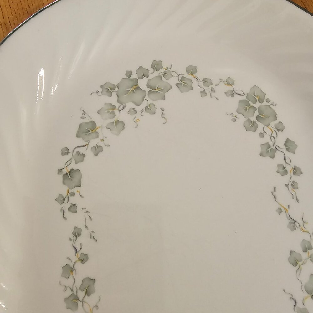 Corelle Callaway Serving Platter 12.25" white plate swirl rim green trim ivy - Picture 3 of 5